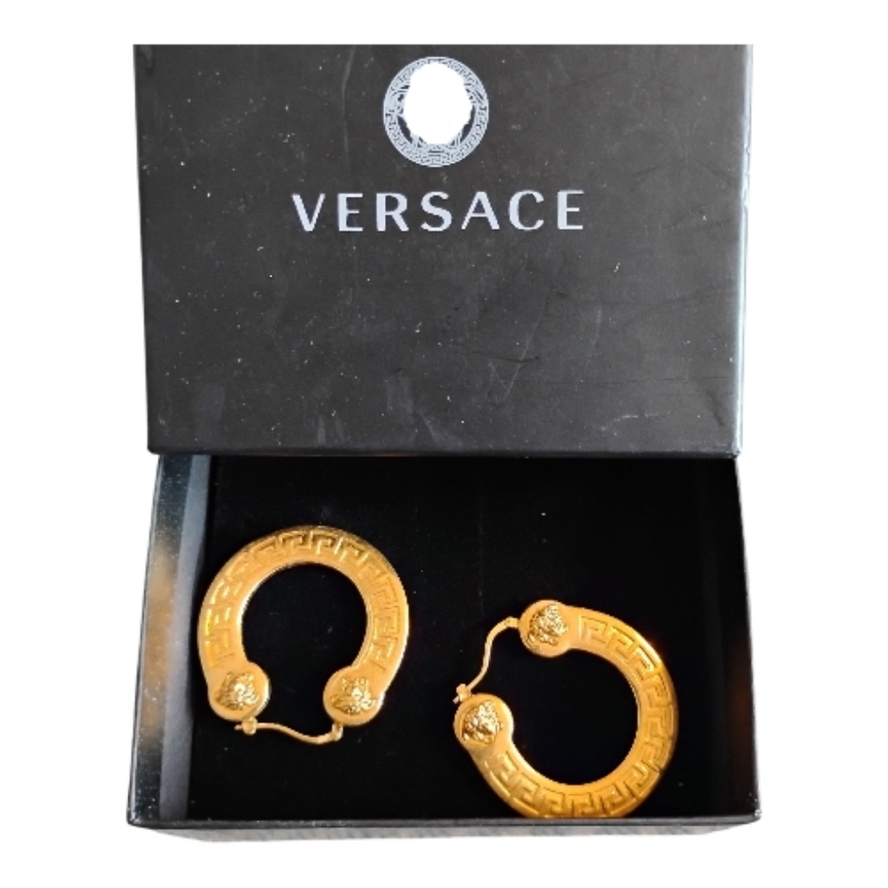 Versace Hoop Earrings Greek Key Medusa